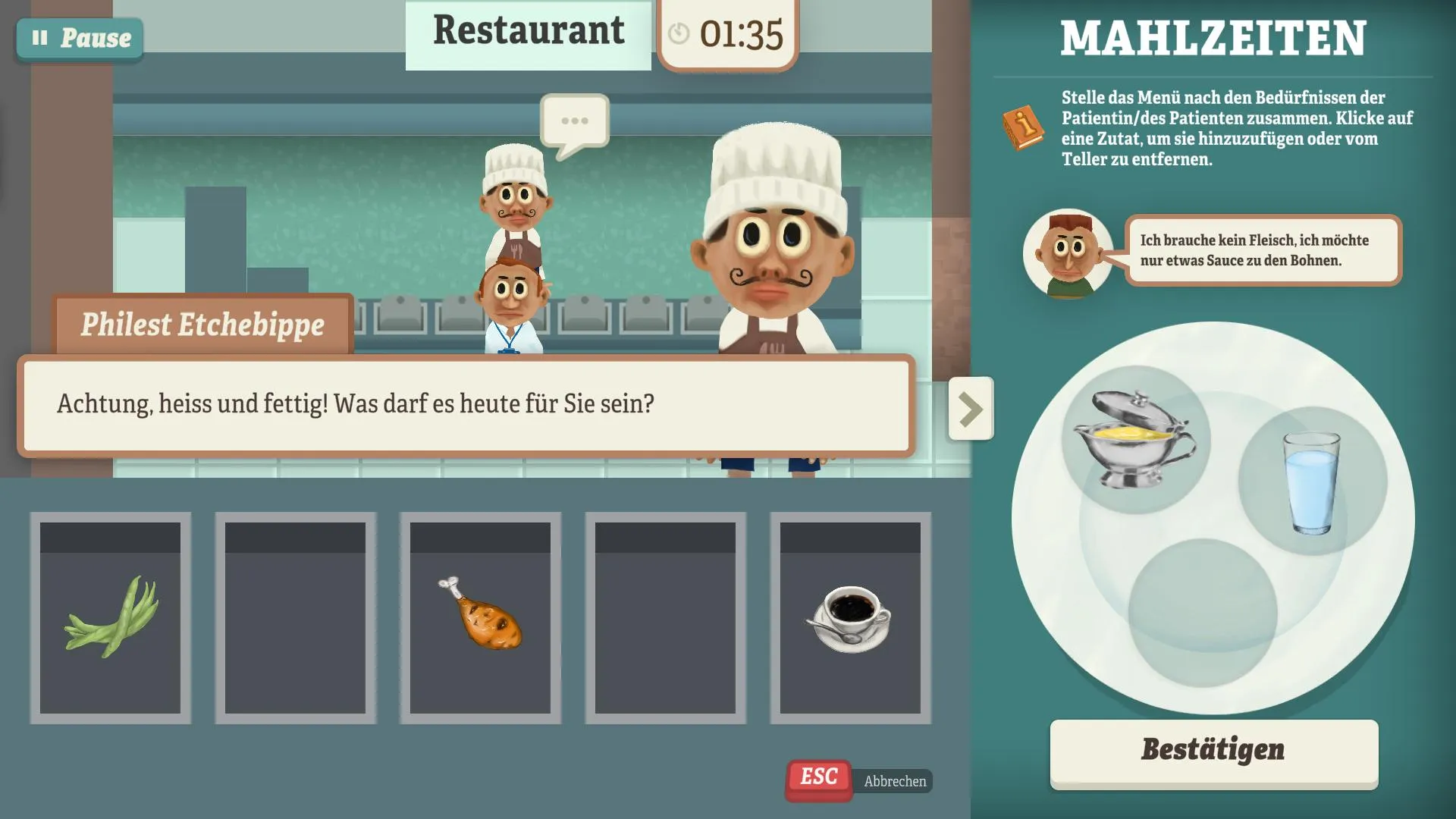 Images du jeu vidéo sérieux "Hals- und Beinbruch" réalisé par DNA Studios entreprise de jeu vidéo basée en Suisse Romande pour Hôpital Cantonal Fribourgeois 03