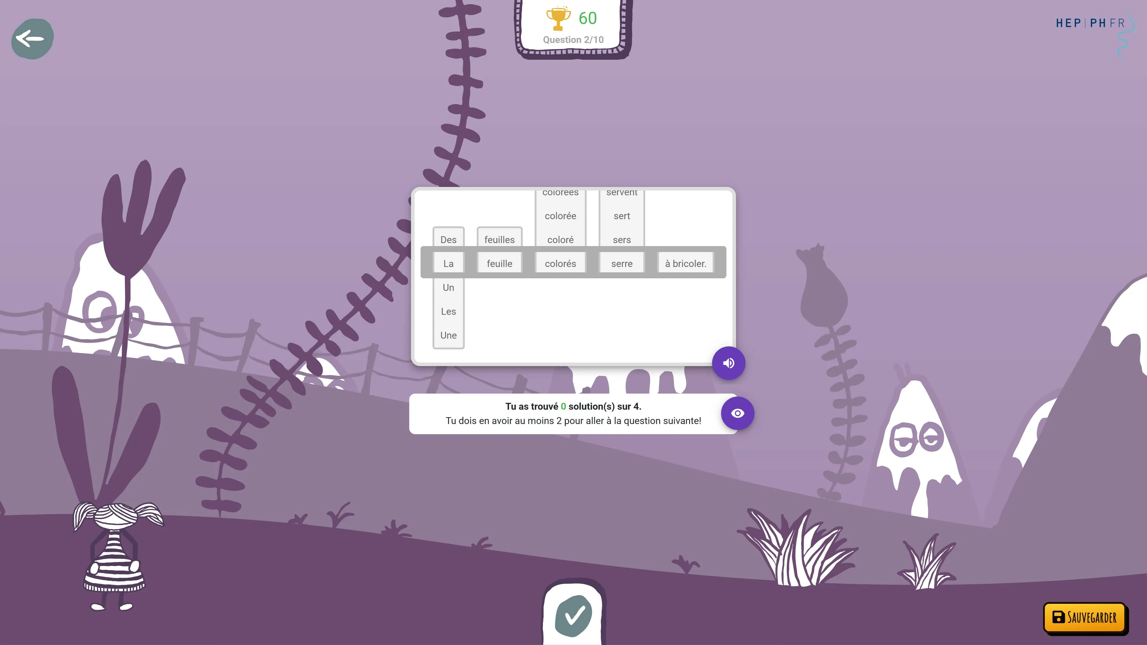 Images du jeu sérieux "La Famille Gram" développé par notre entreprise spécialiste des jeux vidéo DNA Studios pour apprendre à construire des phrases en jouant 04