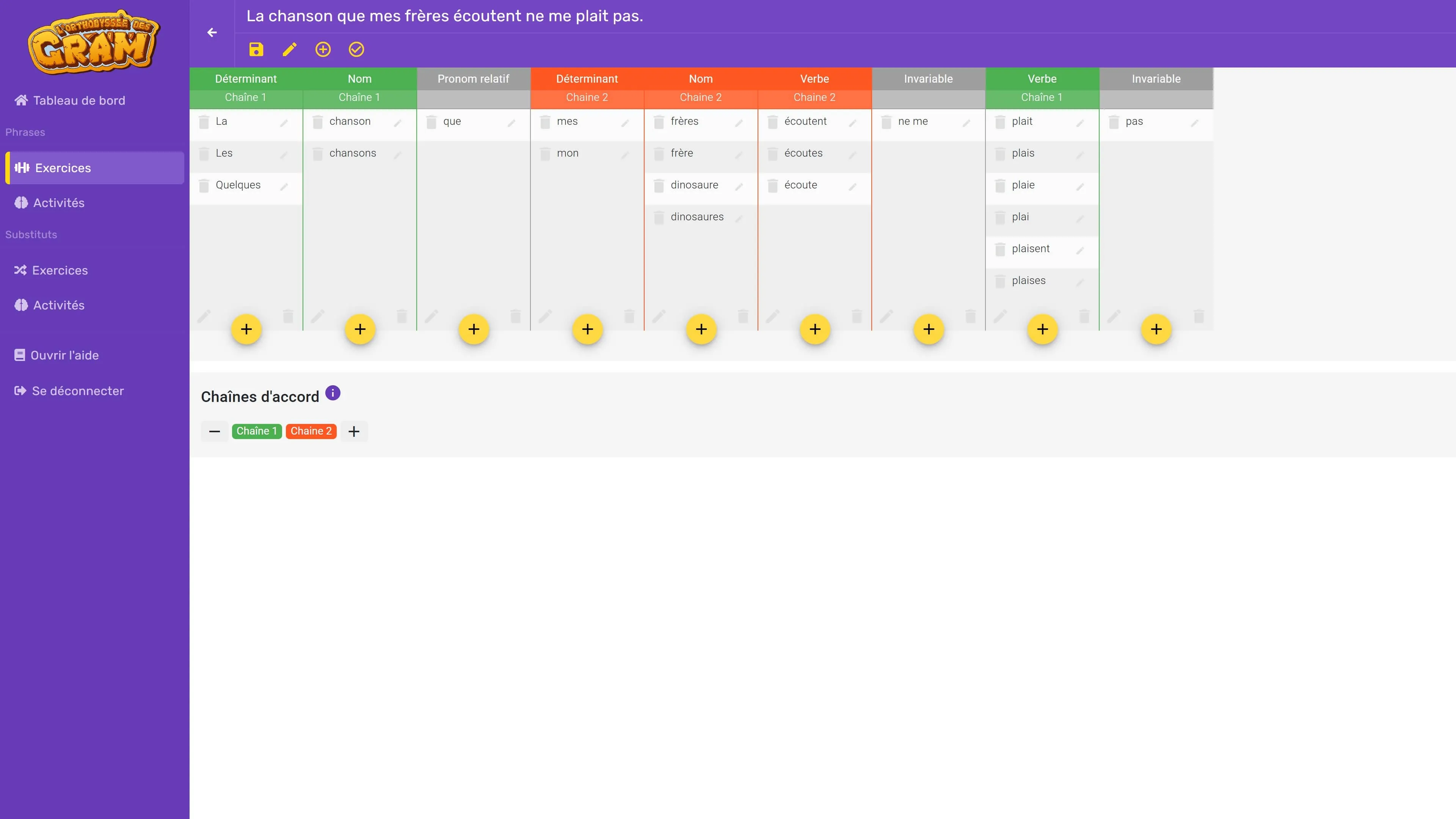 Images du jeu sérieux "La Famille Gram" développé par notre entreprise spécialiste des jeux vidéo DNA Studios pour apprendre à construire des phrases en jouant 07