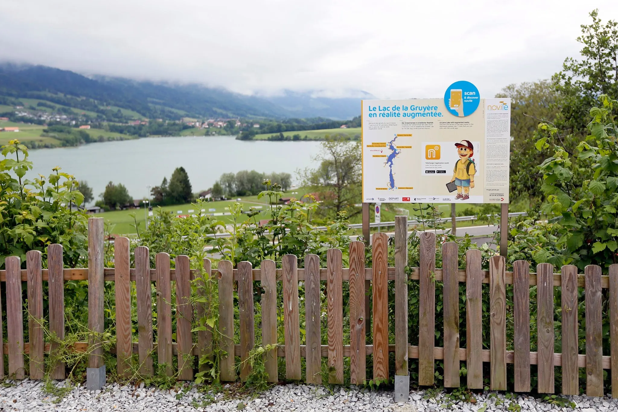 Images du sentier ludique et didactique Novilé et de son application avec contenus en réalité augmentée réalisés par entreprise fribourgeoise animation touristique DNA 04