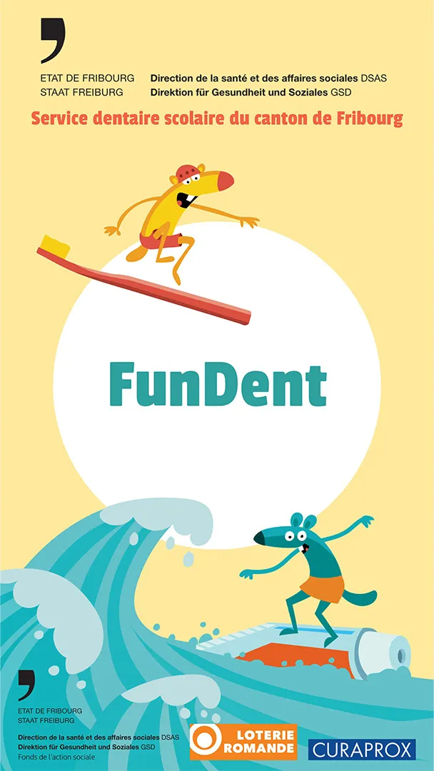 Images des jeux vidéo de l application ludique "FunDent" développée par notre entreprise suisse DNA Studios pour le Service Dentaire Scolaire 01