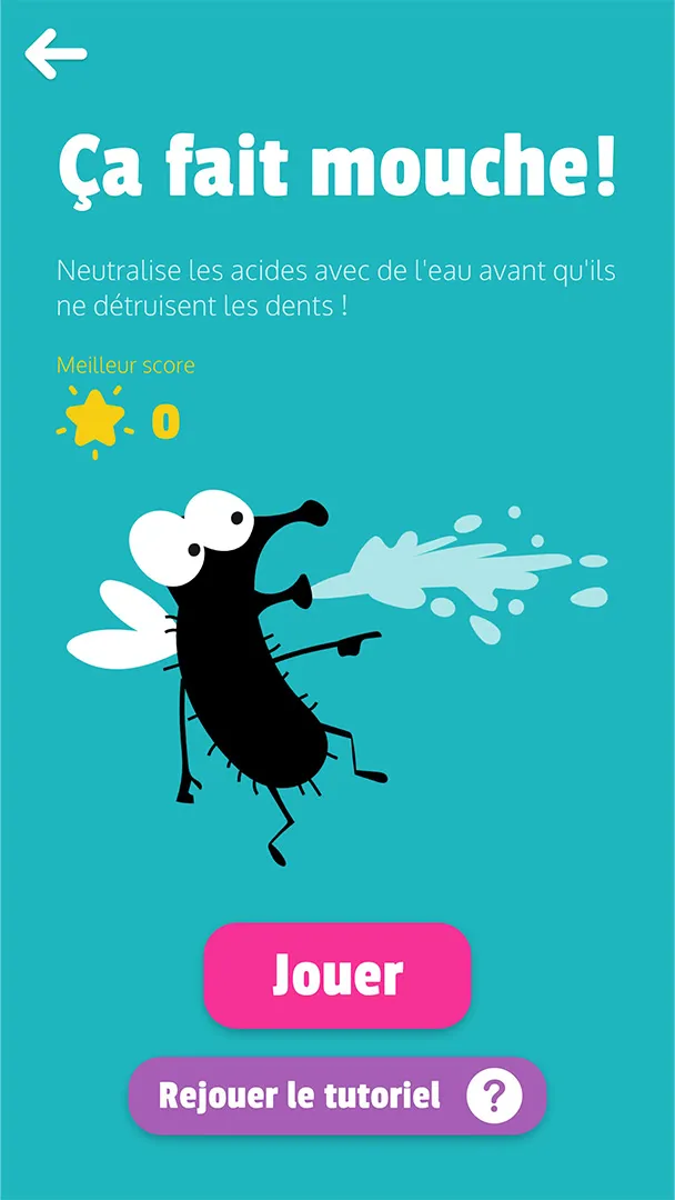 Images des jeux vidéo de l application ludique "FunDent" développée par notre entreprise suisse DNA Studios pour le Service Dentaire Scolaire 07